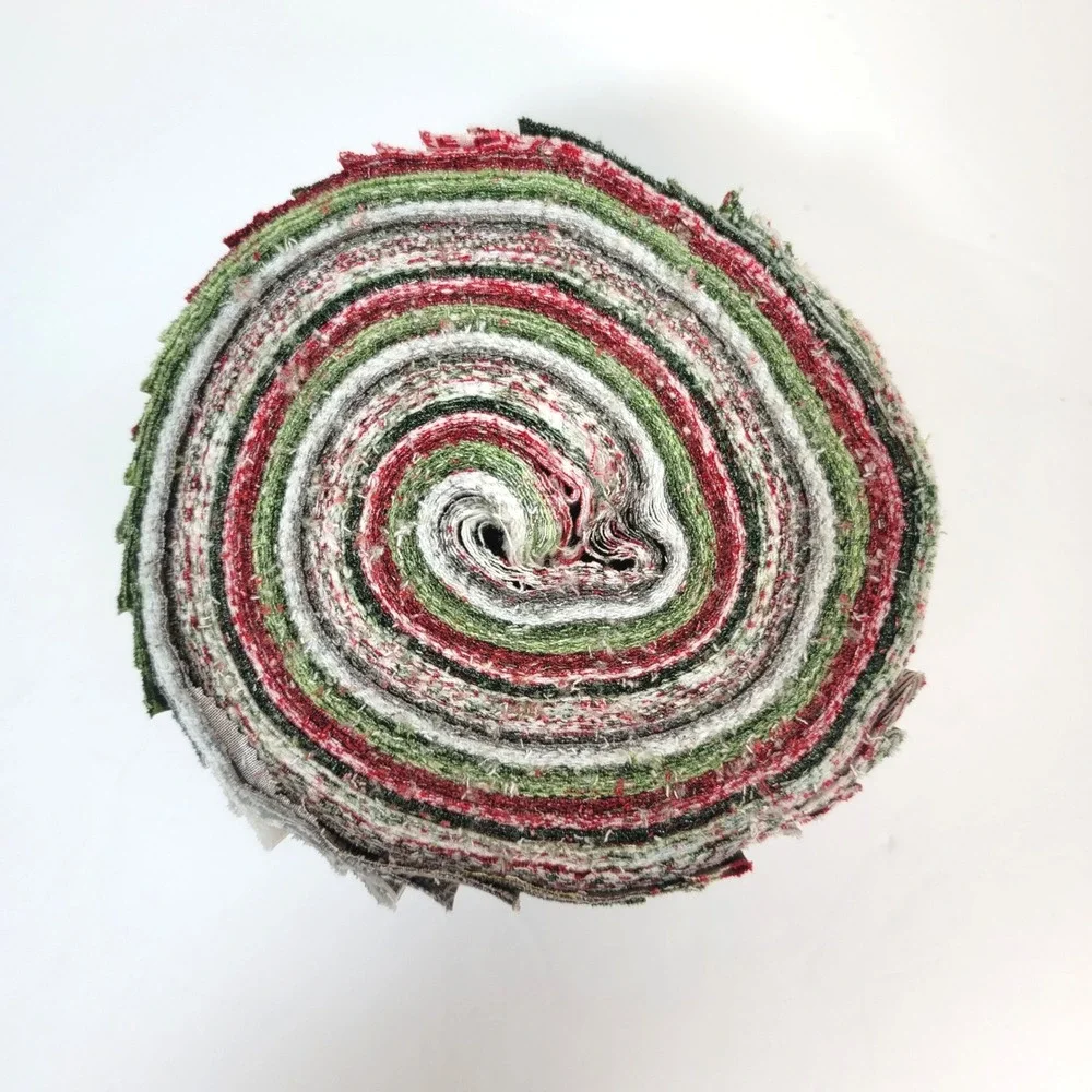 Moda Naughty or Nice Jelly Roll BasicGrey Christmas Fabric Strips Red Green Grey